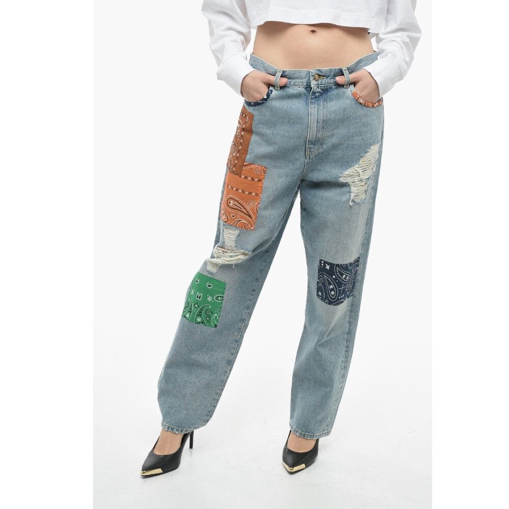 Alanui Patchwork CALIFORNIA Jeans With Distressed Details